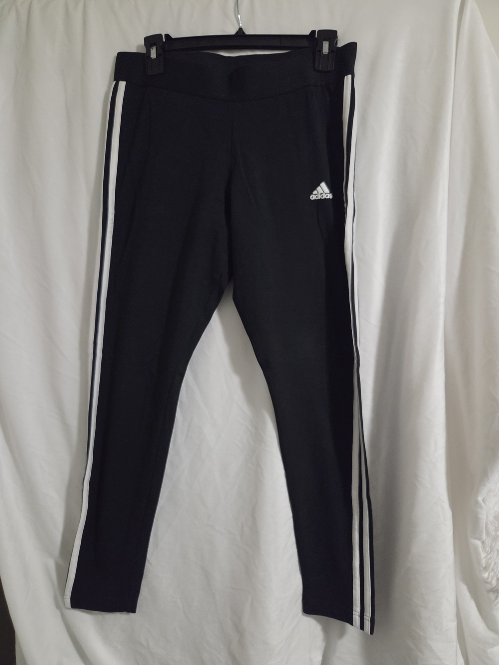 adidas Women's Black Leggings with White Side Stripes